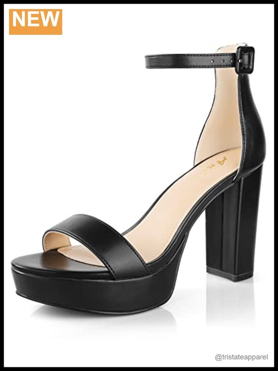 Shoes - Ankis Women's Platform Chunky Heels Sandals 4 Inch Block Heeled Open Toe